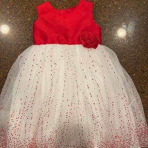 Special occasion Girls Dress Red, White, Silver